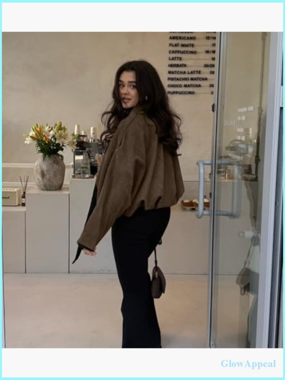 Faux Suede Bomber Jacket Oversized Cropped Lapel Motorcycle Style - Picture 3 of 7